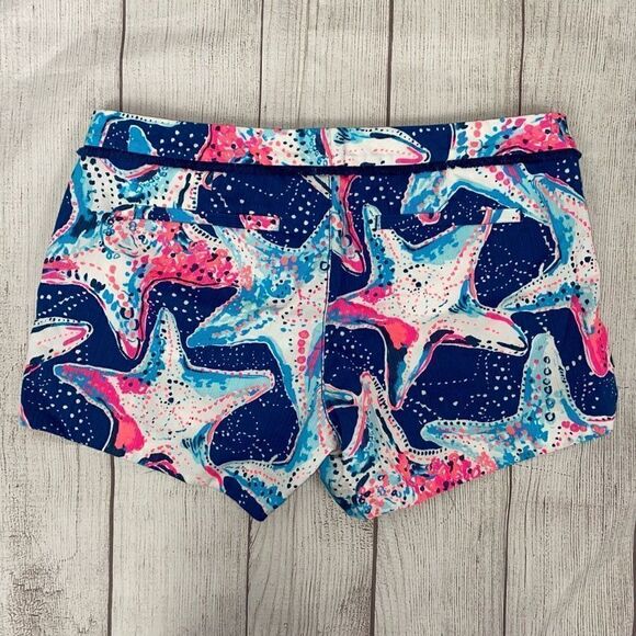 Lily Pulitzer 100% cotton multicolor starfish shorts w/fringe sz 4 women - Picture 4 of 9